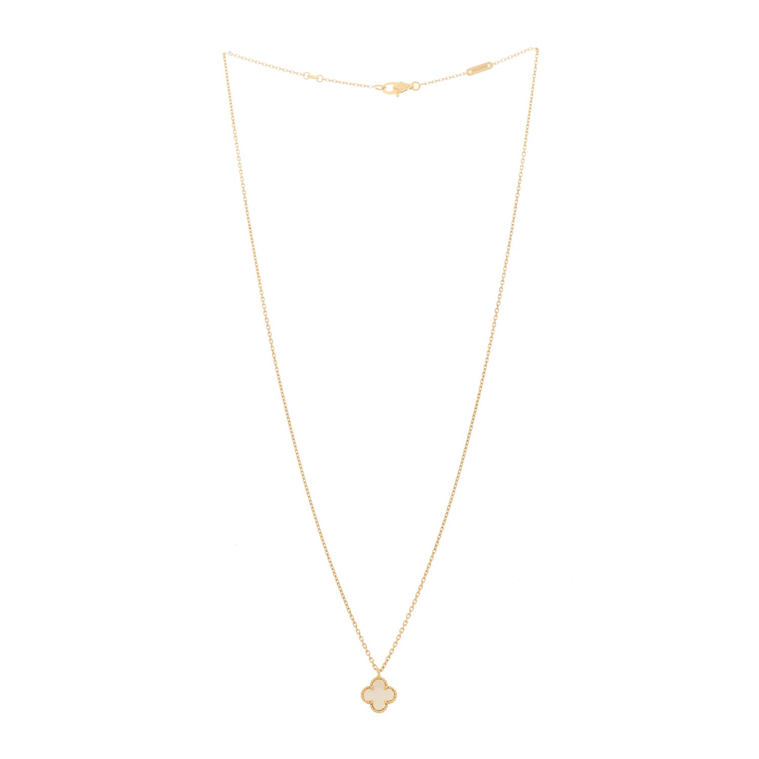 Van Cleef & Arpels 18K Yellow Gold Mother of Pearl Sweet Alhambra Pendant Necklace 3 of 5