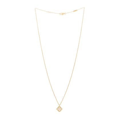 Van Cleef & Arpels 18K Yellow Gold Mother of Pearl Sweet Alhambra Pendant Necklace 3 of 5