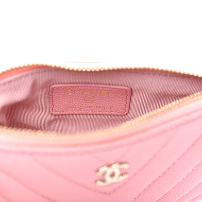 Chanel Flat Caviar Chevron Quilted Small Cosmetic Case Pink 6 of 7