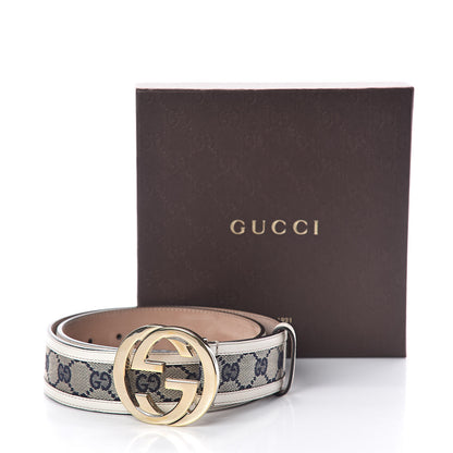 Gucci Monogram Cellarius Calfskin Interlocking G 40mm Belt Beige Blue Off White 8 of 8