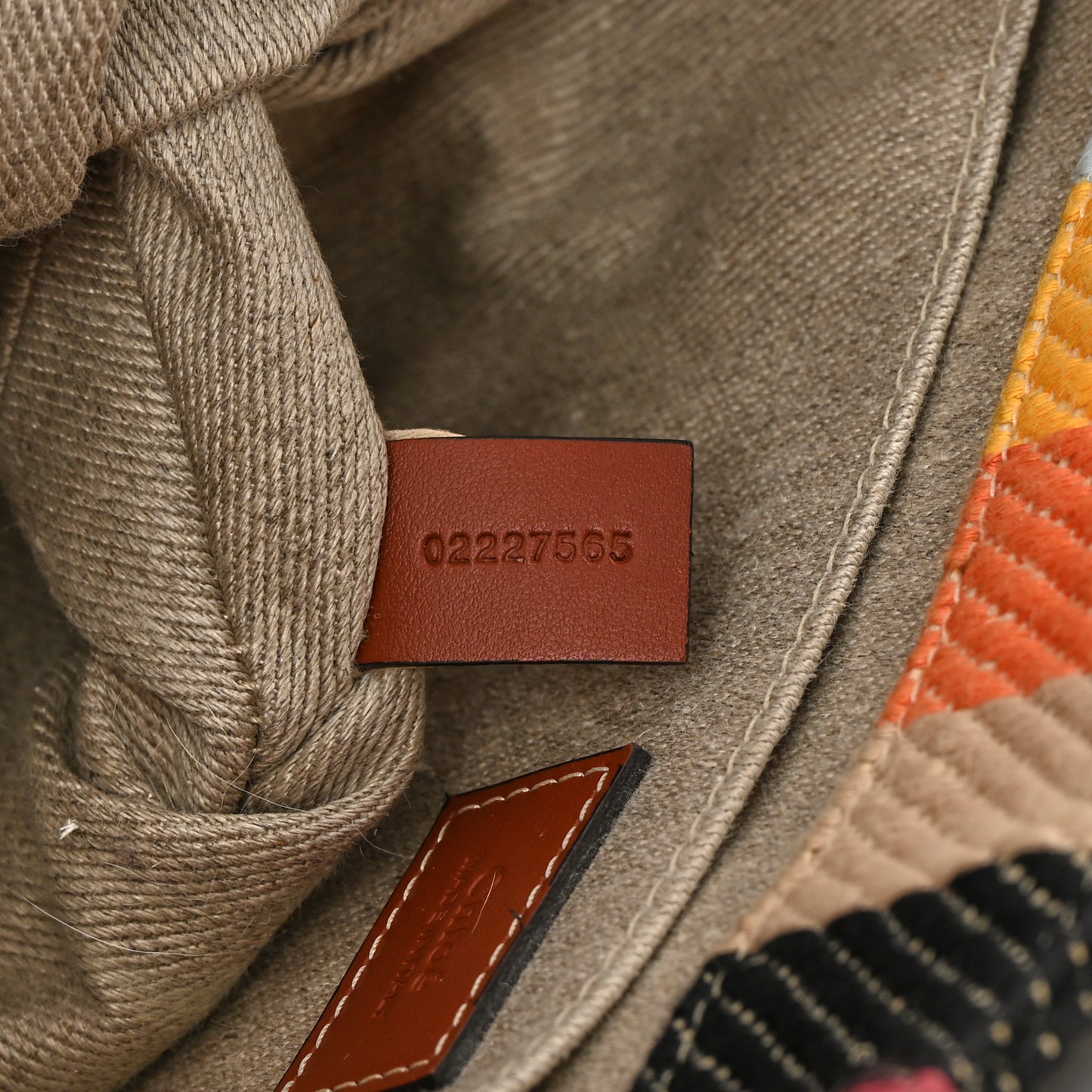 Cotton Calfskin Medium Woody Striped Tote Multicolor