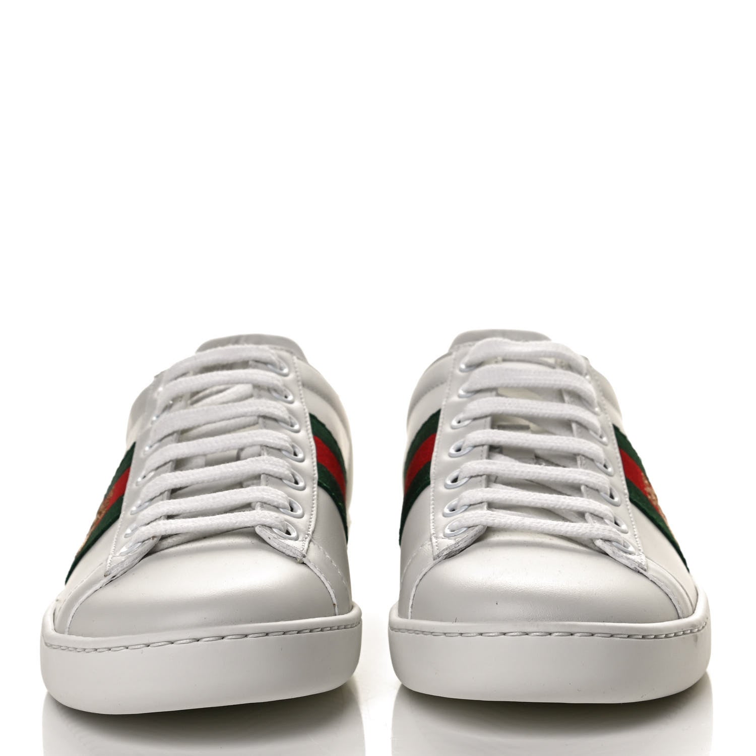 Gucci Calfskin Ayers Bee Embroidered Womens Ace Sneakers 36 White Green 2 of 11