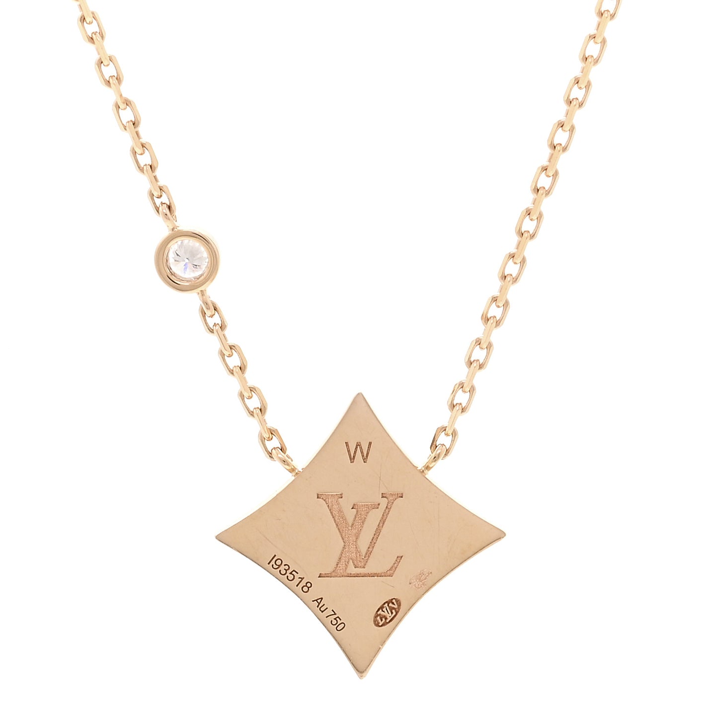 18K Pink Gold Diamond Mother of Pearl Color Blossom BB Star Pendant Necklace