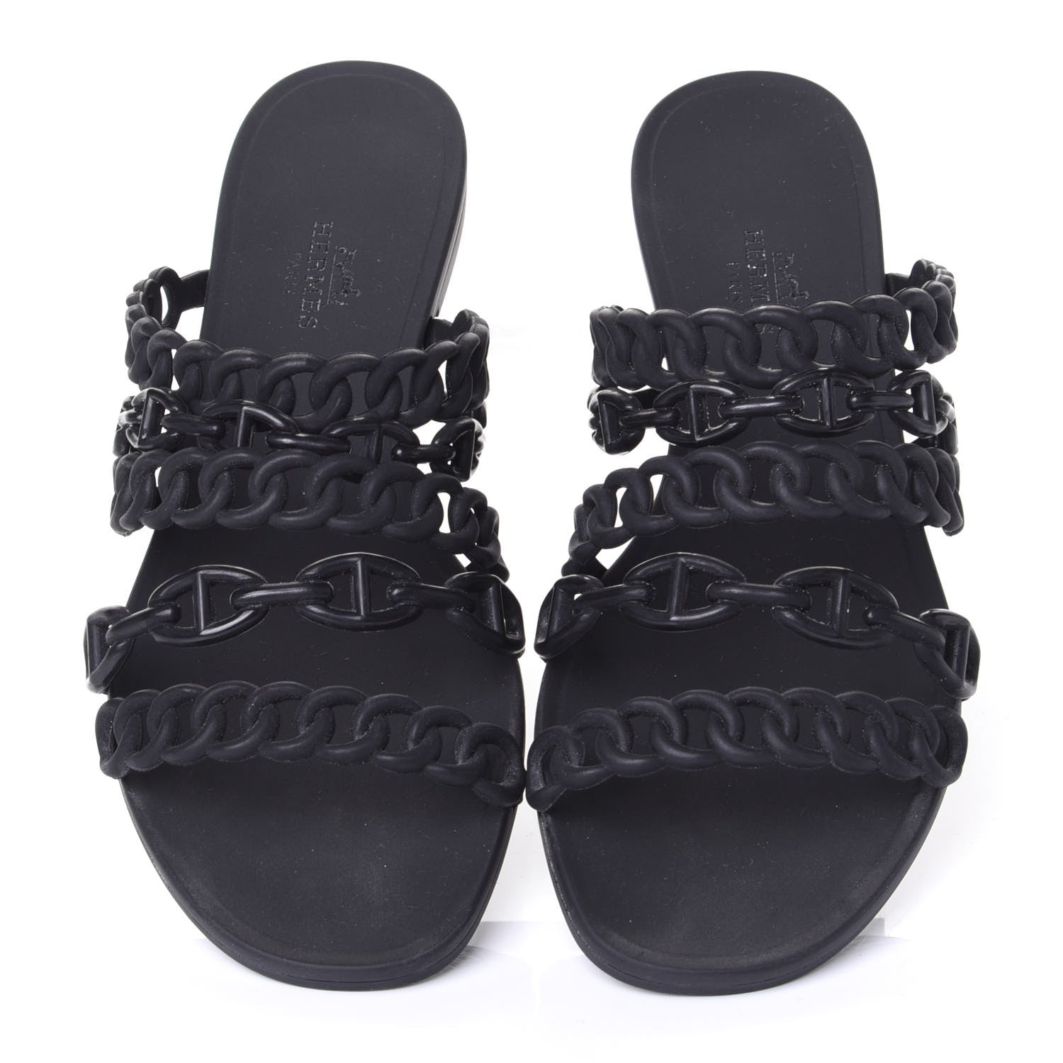 Hermes Rubber Chaine d'Ancre Nude Sandals 37 Black 5 of 10