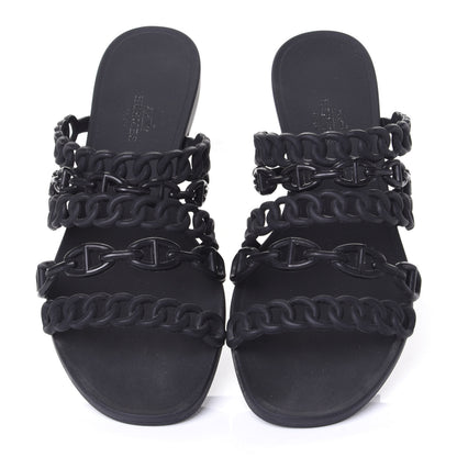 Hermes Rubber Chaine d'Ancre Nude Sandals 37 Black 5 of 10
