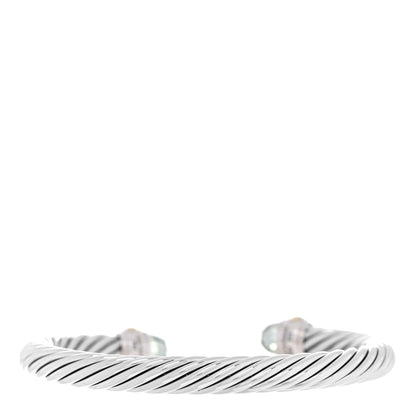 David Yurman Sterling Silver 14K Yellow Gold Prasiolite 7mm Cable Classics Bracelet 2 of 3