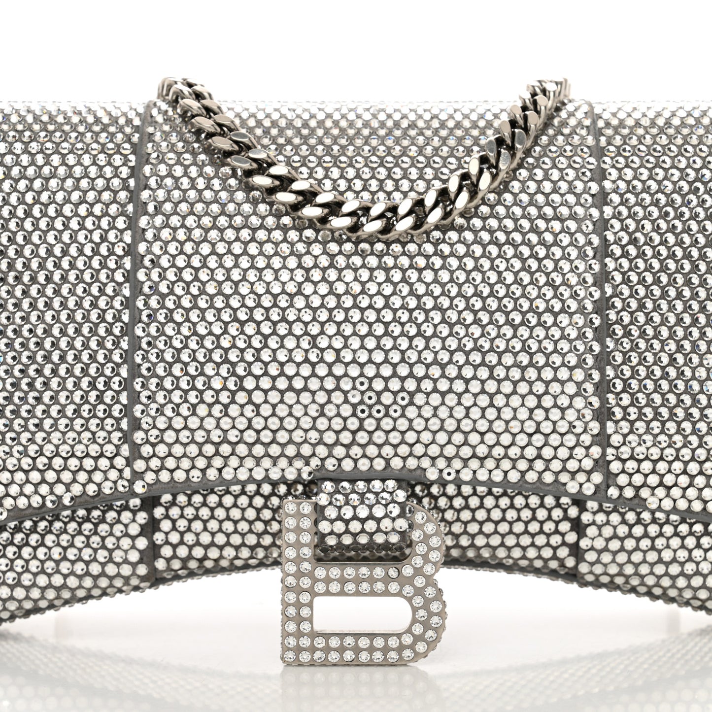 Strass Suede Hourglass Chain Bag Smoke Grey Crystal