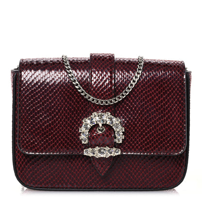 Jimmy Choo Calfskin Lizard Embossed Crystal Cheri Crossbody Bordeaux 1 of 13