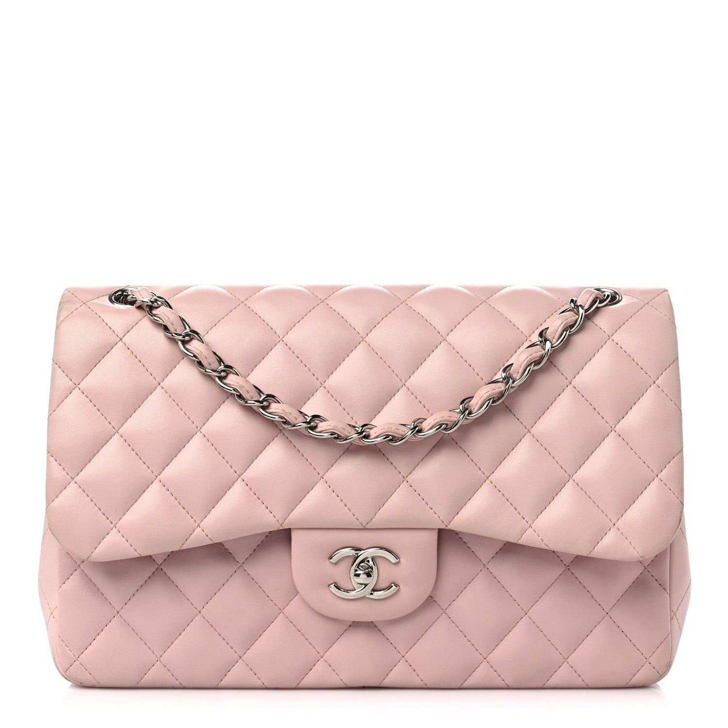 Chanel Lambskin Quilted Jumbo Double Flap Light Pink 1 of 16