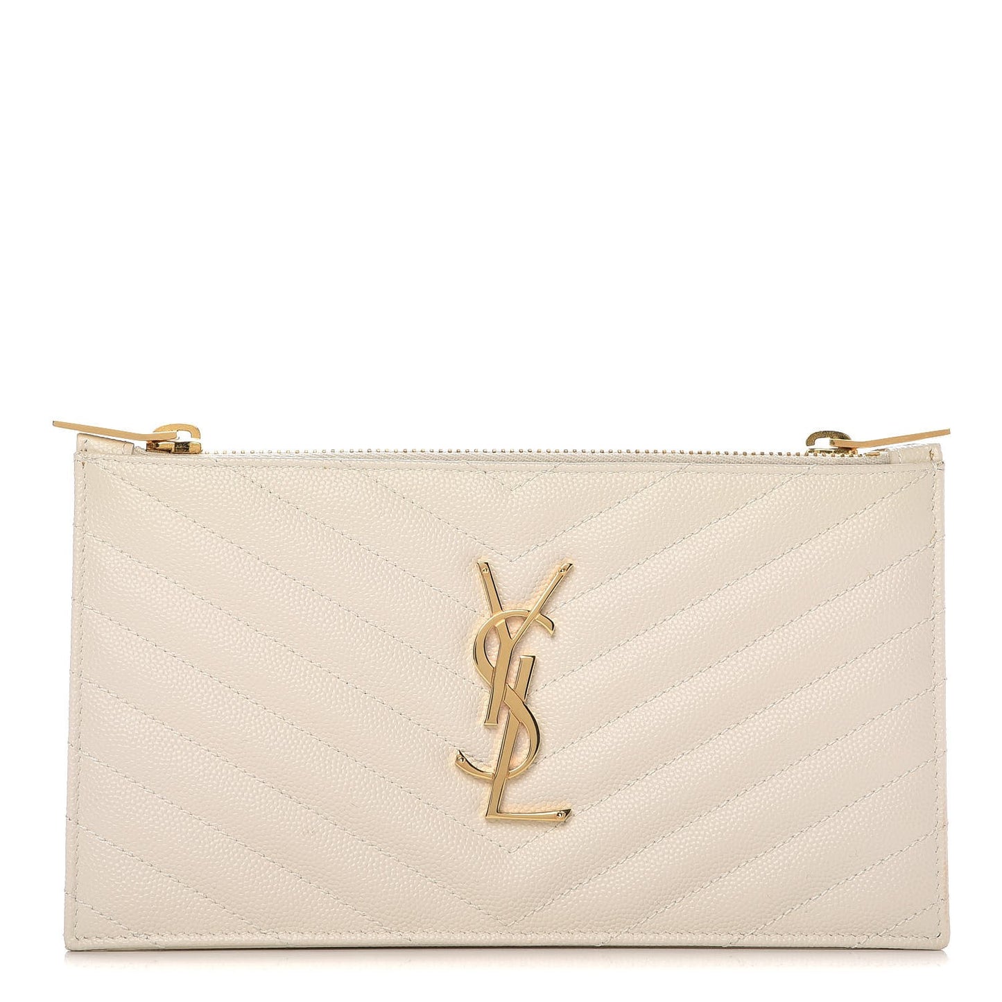 Grain De Poudre Matelasse Chevron Monogram Double Zip Wallet Porcellana