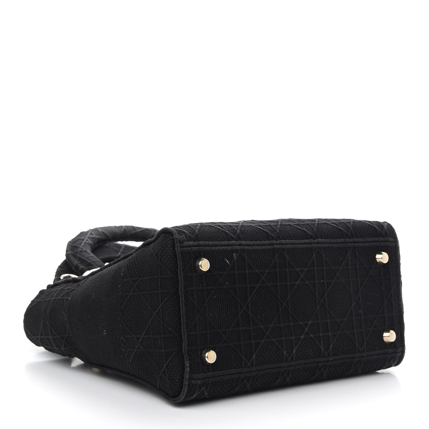 Christian Dior Canvas Embroidered Cannage Medium Lady D-Lite Black 4 of 12