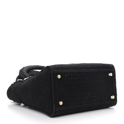 Christian Dior Canvas Embroidered Cannage Medium Lady D-Lite Black 4 of 12