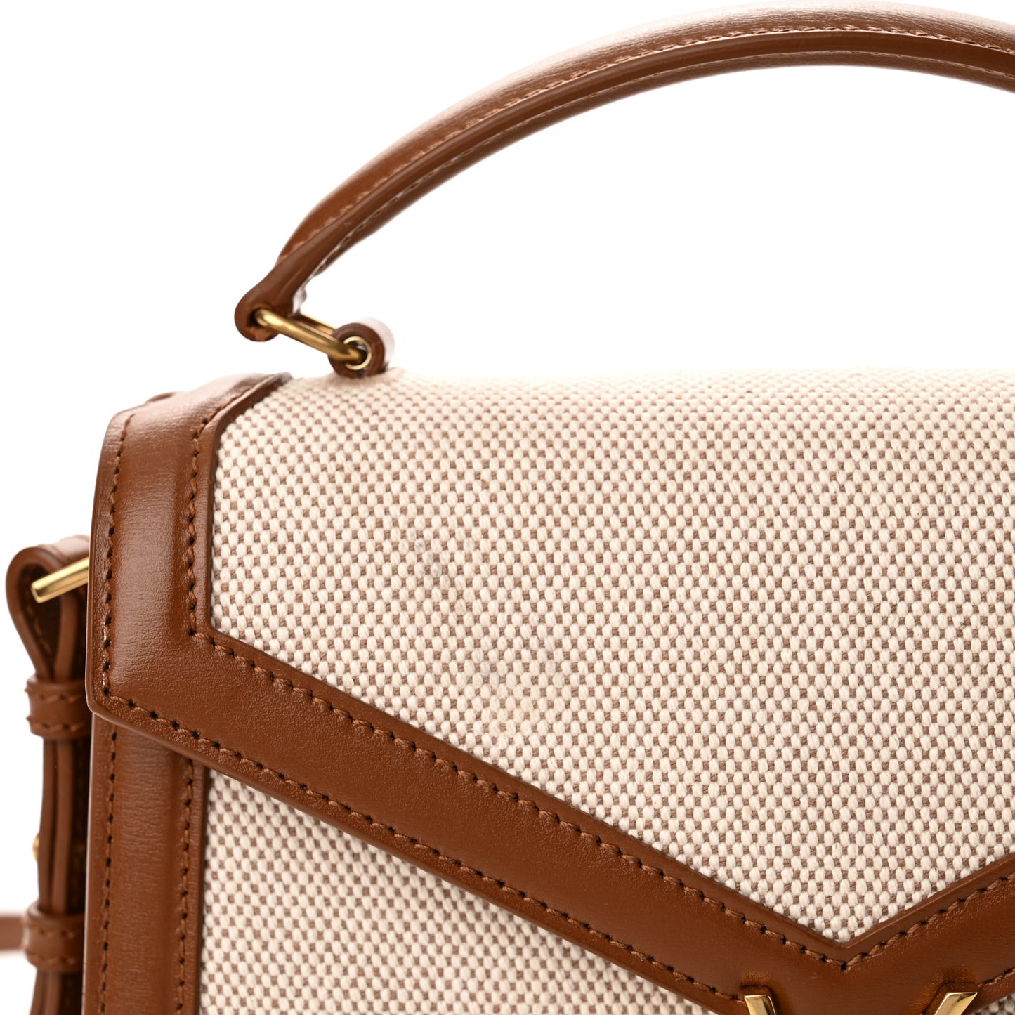 Canvas Calfskin Mini Classic Monogram Cassandra Top Handle Tan Natural