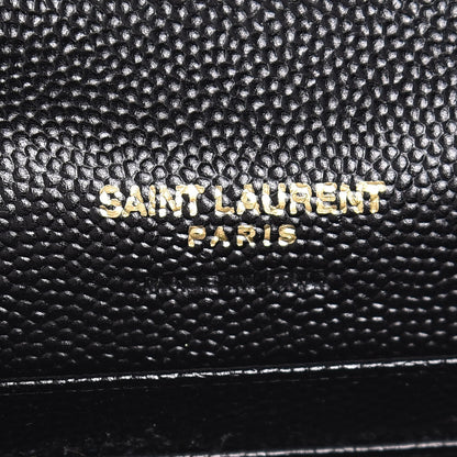 Saint Laurent Grain De Poudre Matelasse Chevron Small Monogram Envelope Wallet Black 6 of 8