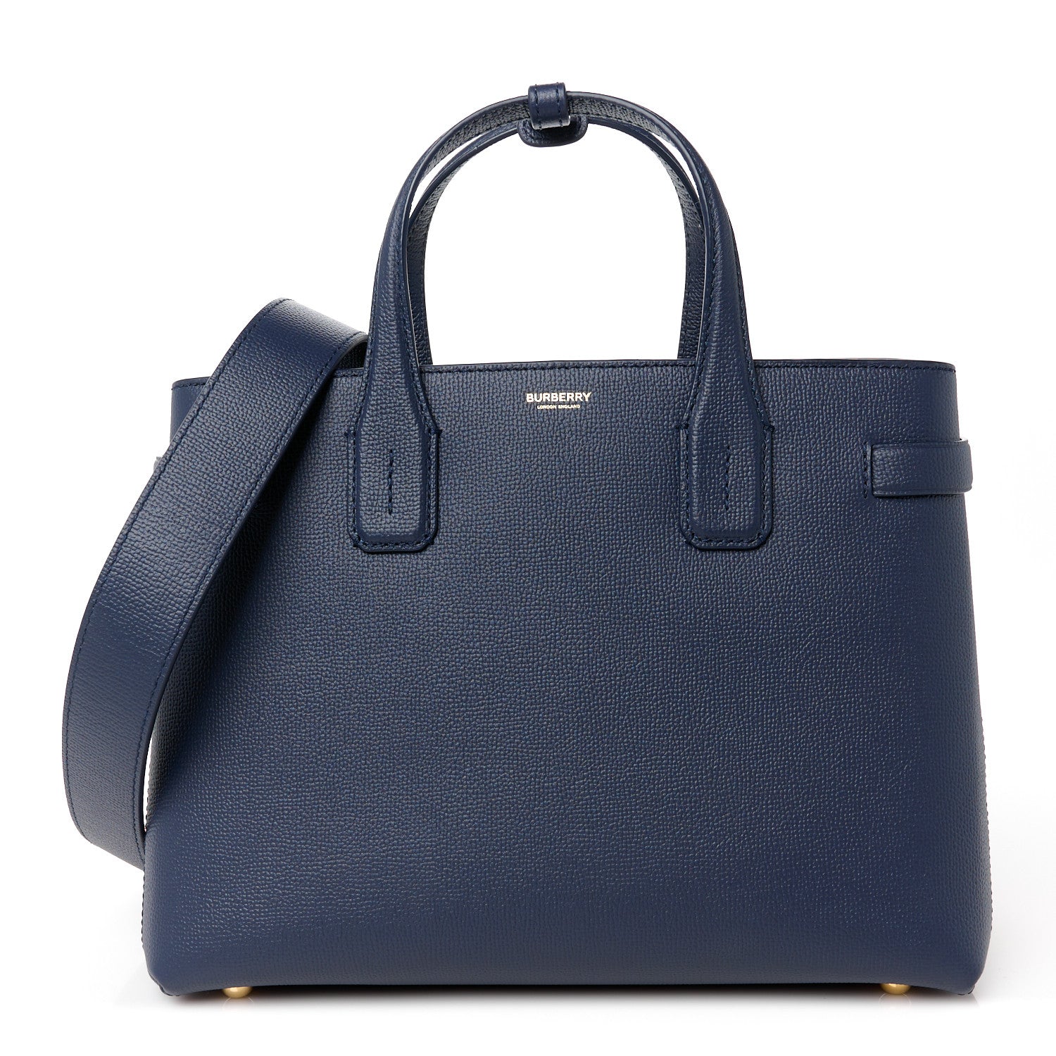 Burberry Derby Calfskin Vintage Check Medium Banner Tote Regency Blue 1 of 11