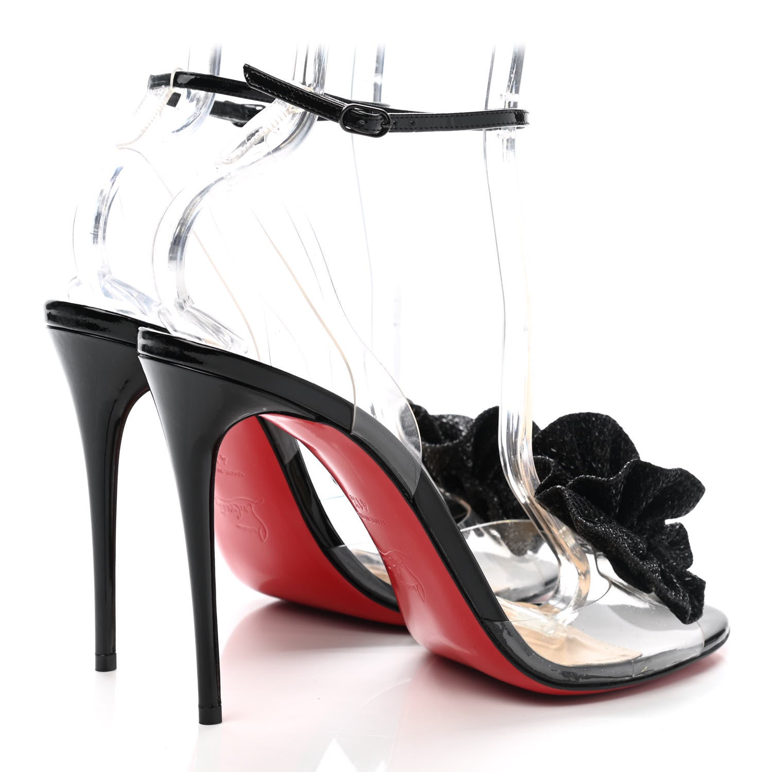 Christian Louboutin Metallic Calfskin Glitter Tonic PVC Fossiliza 100 Sandals 41.5 Black 3 of 7