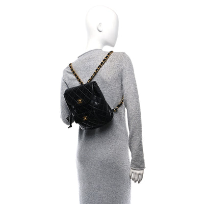 Chanel Lambskin Quilted Drawstring Backpack Black 2 of 11