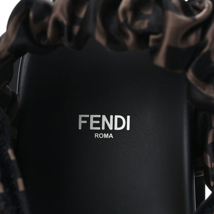 Fendi Satin FF Ruched Sandals 38.5 Tobacco Black 10 of 14