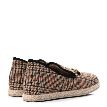 Gucci Wool Tweed Plaid Houndstooth Mens Fria Horsebit Loafers 7 Mahogany Black 4 of 8