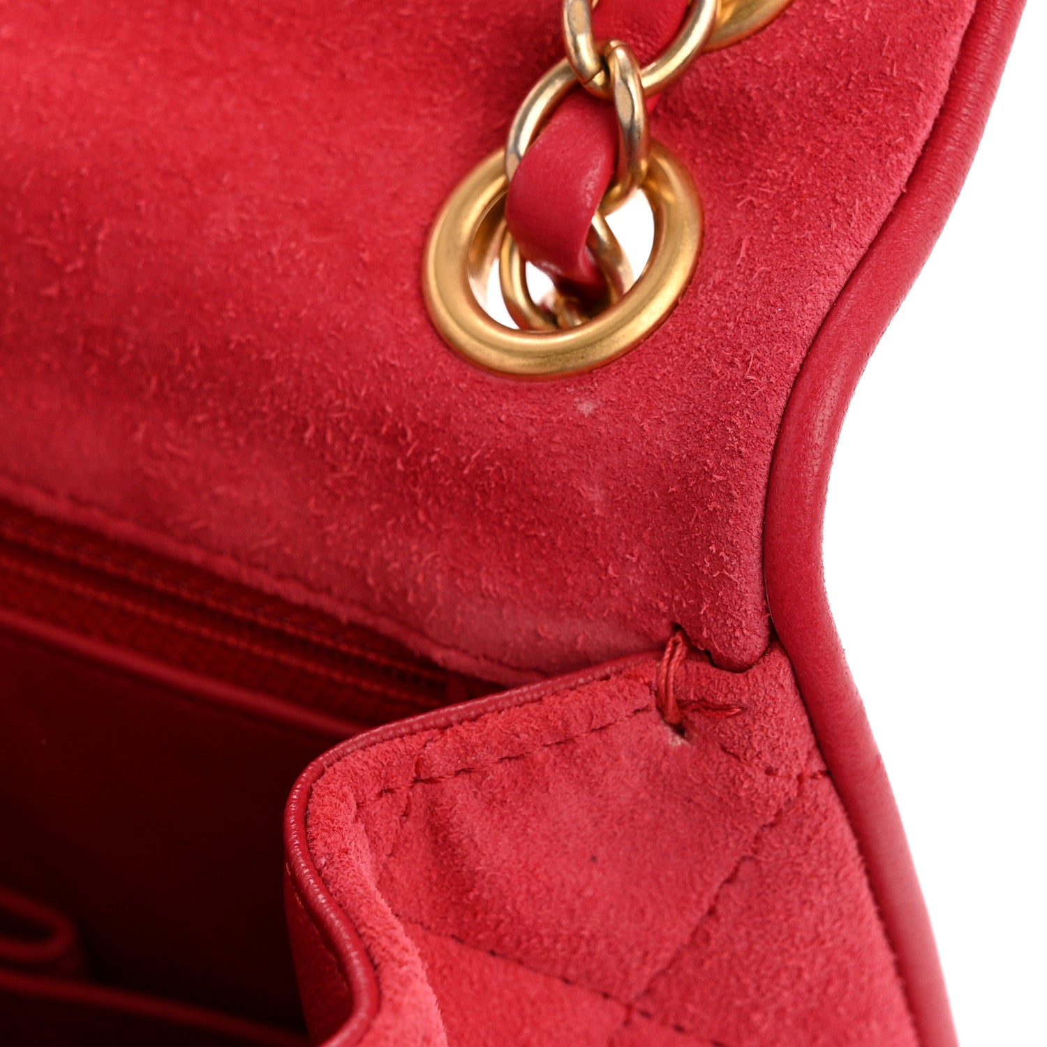Chanel Suede Lambskin Scallop Quilted Mini Pagoda Flap Pink 13 of 15