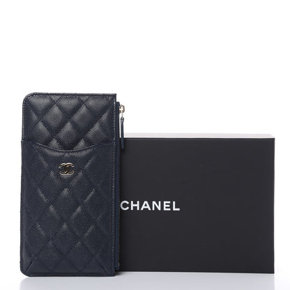Chanel Caviar Quilted Classic Flat Wallet Pouch Navy 8 of 8