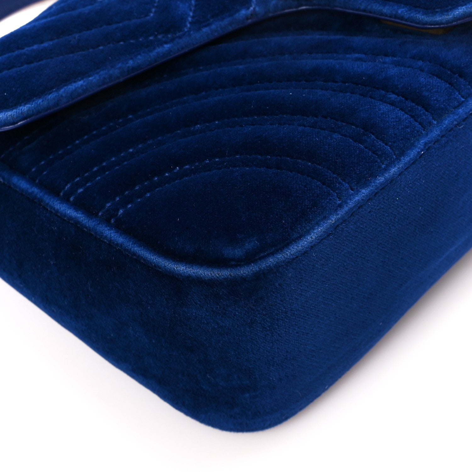 Gucci Velvet Matelasse Medium GG Marmont Shoulder Bag Cobalt Blue 10 of 11