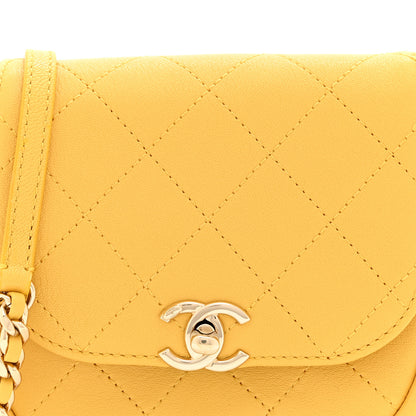 Chanel Goatskin Stitched Casual Trip Messenger Flap Yellow 8 of 10