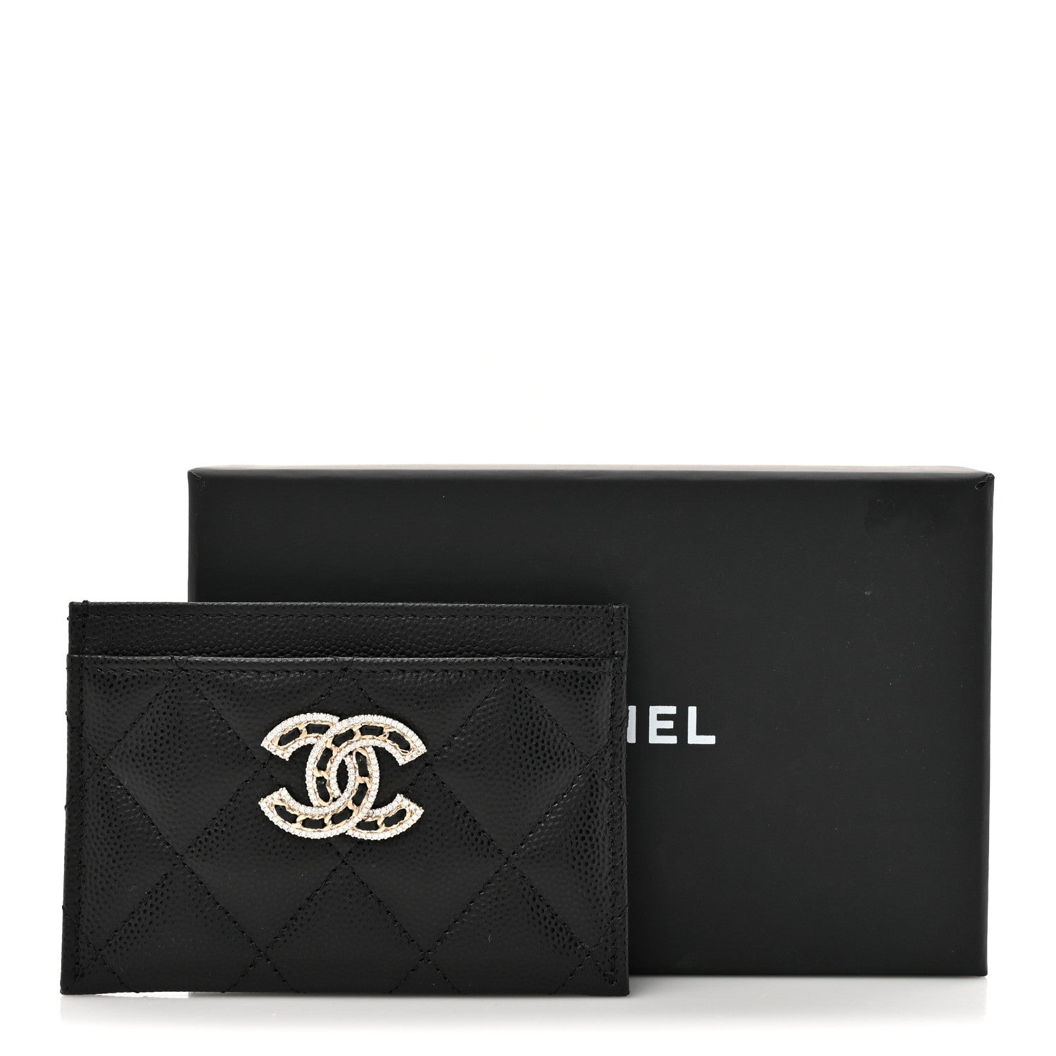 Chanel Caviar Quilted Crystal Card Holder Black 9 of 9