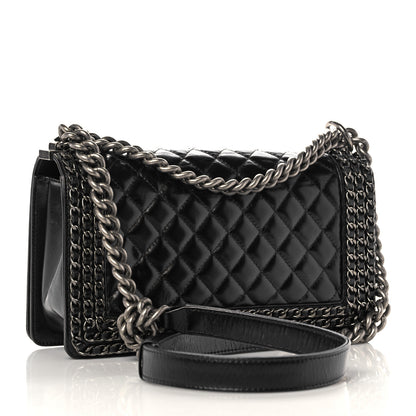 Chanel Glazed Calfskin Quilted Medium Boy Chained Flap Black 3 of 11