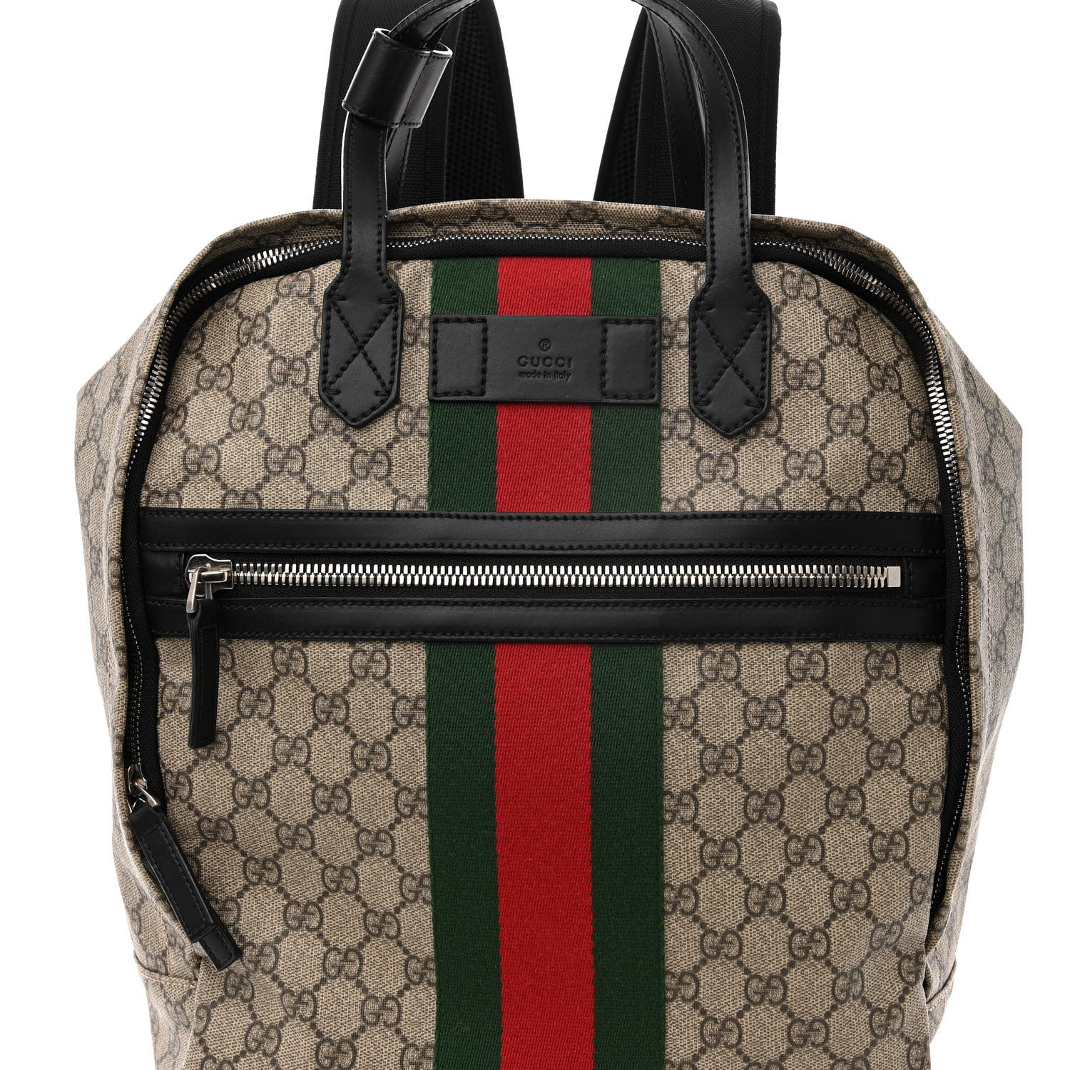 Gucci Soft GG Supreme Monogram Appia Calfskin Web Tote Backpack Beige Ebony Black 8 of 10