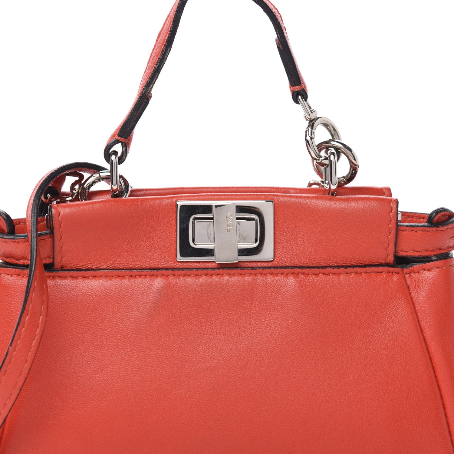 Fendi Shiny Nappa Micro Peekaboo Iconic Satchel Rosso Pimento 10 of 11