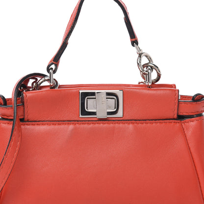 Fendi Shiny Nappa Micro Peekaboo Iconic Satchel Rosso Pimento 10 of 11
