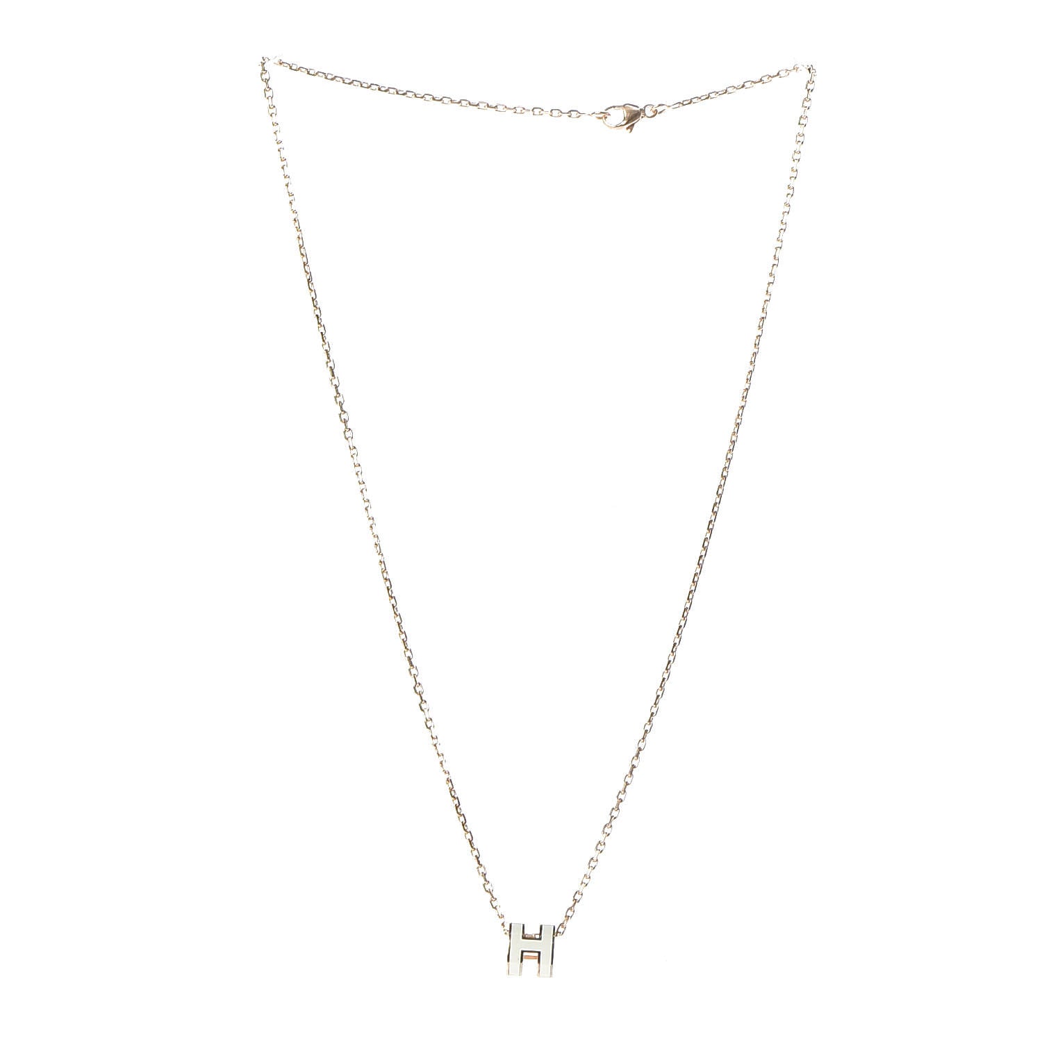 Hermes Lacquered Rose Gold Mini Pop H Pendant Necklace White 4 of 7
