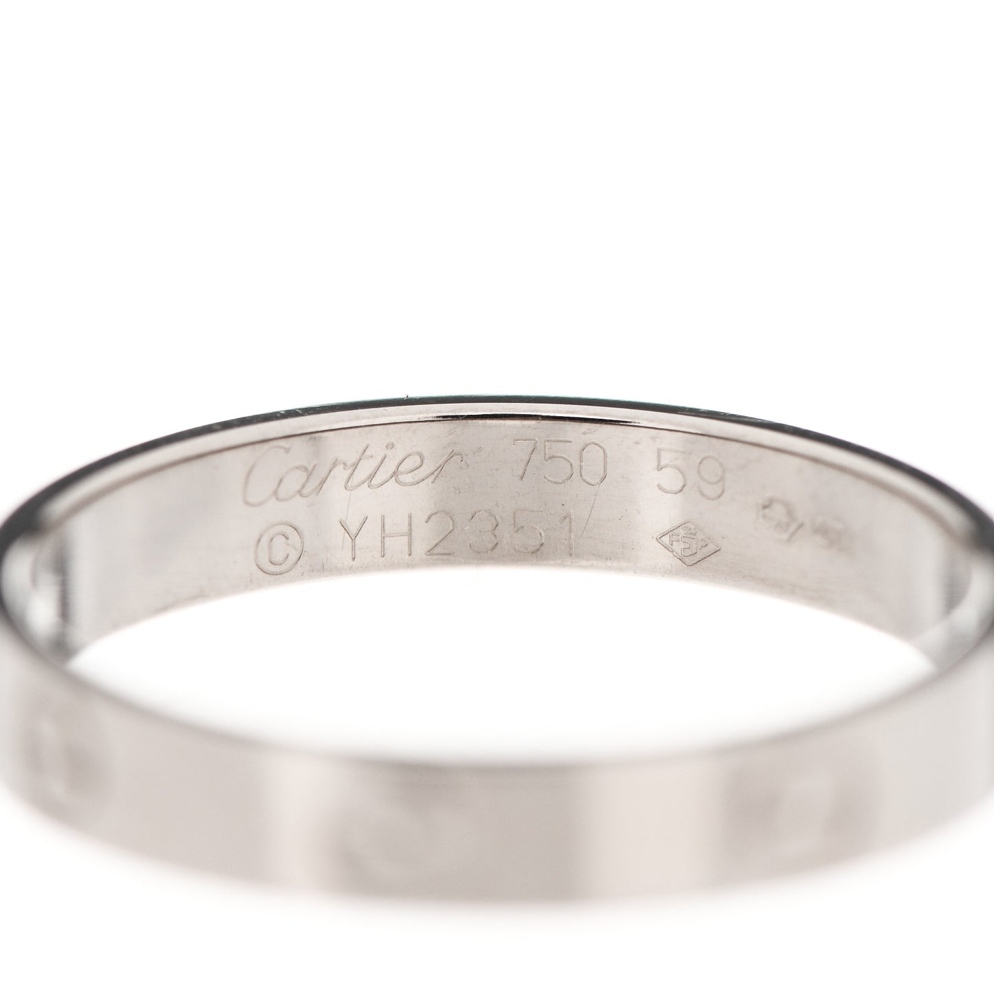18K White Gold 3.5mm LOVE Wedding Band Ring 59 8.75