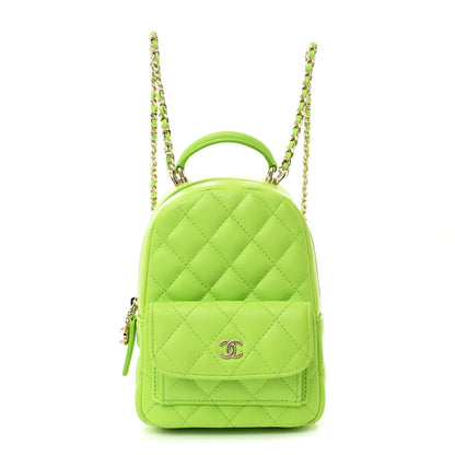 Chanel Caviar Quilted CC Mini Classic Backpack Neon Green 1 of 11