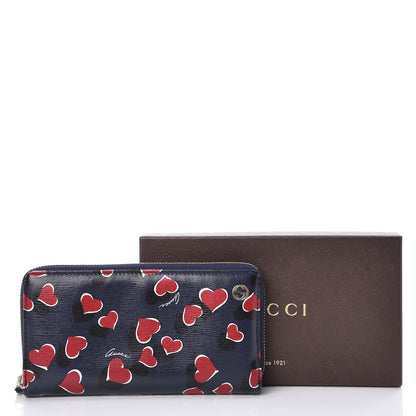 Gucci Calfskin Heartbeat Print Zip Around Wallet Blue 10 of 10