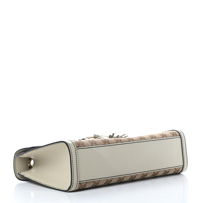 Gucci Monogram Margaux Calfskin Medium Emily Chain Shoulder Bag Beige Ebony Mystic White 4 of 13