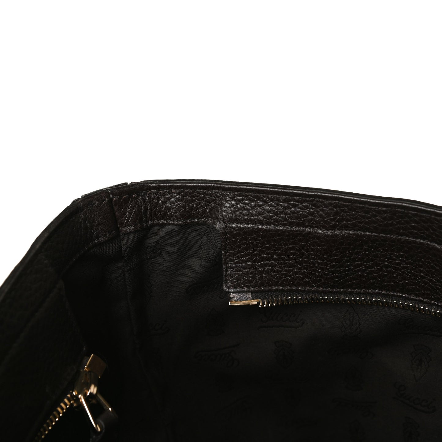 Calfskin Large Web Heritage Tote Dark Brown