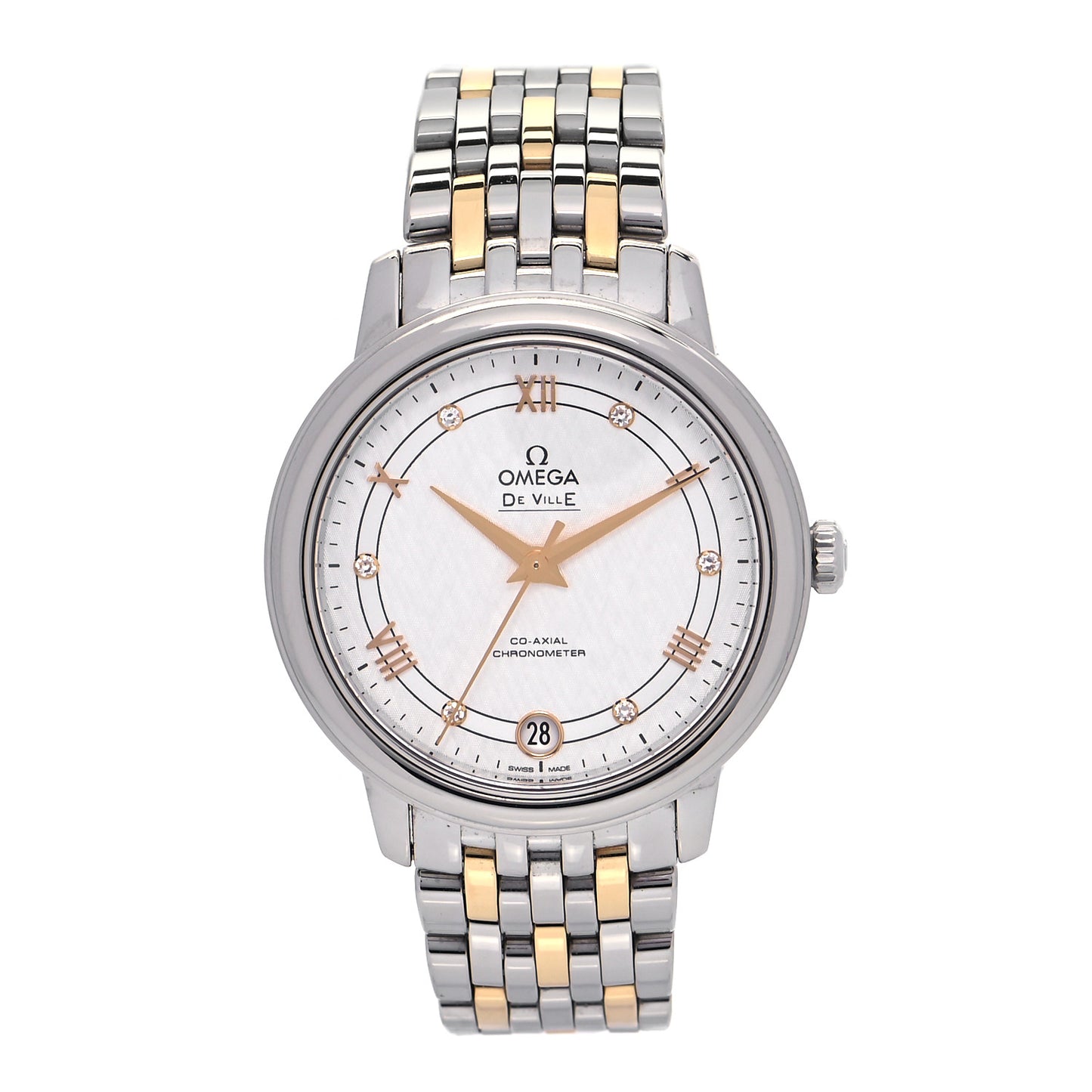 Stainless Steel 18K Yellow Gold Diamond 32mm De Ville Co-Axial Automatic Watch 424.13.33.20.52.001