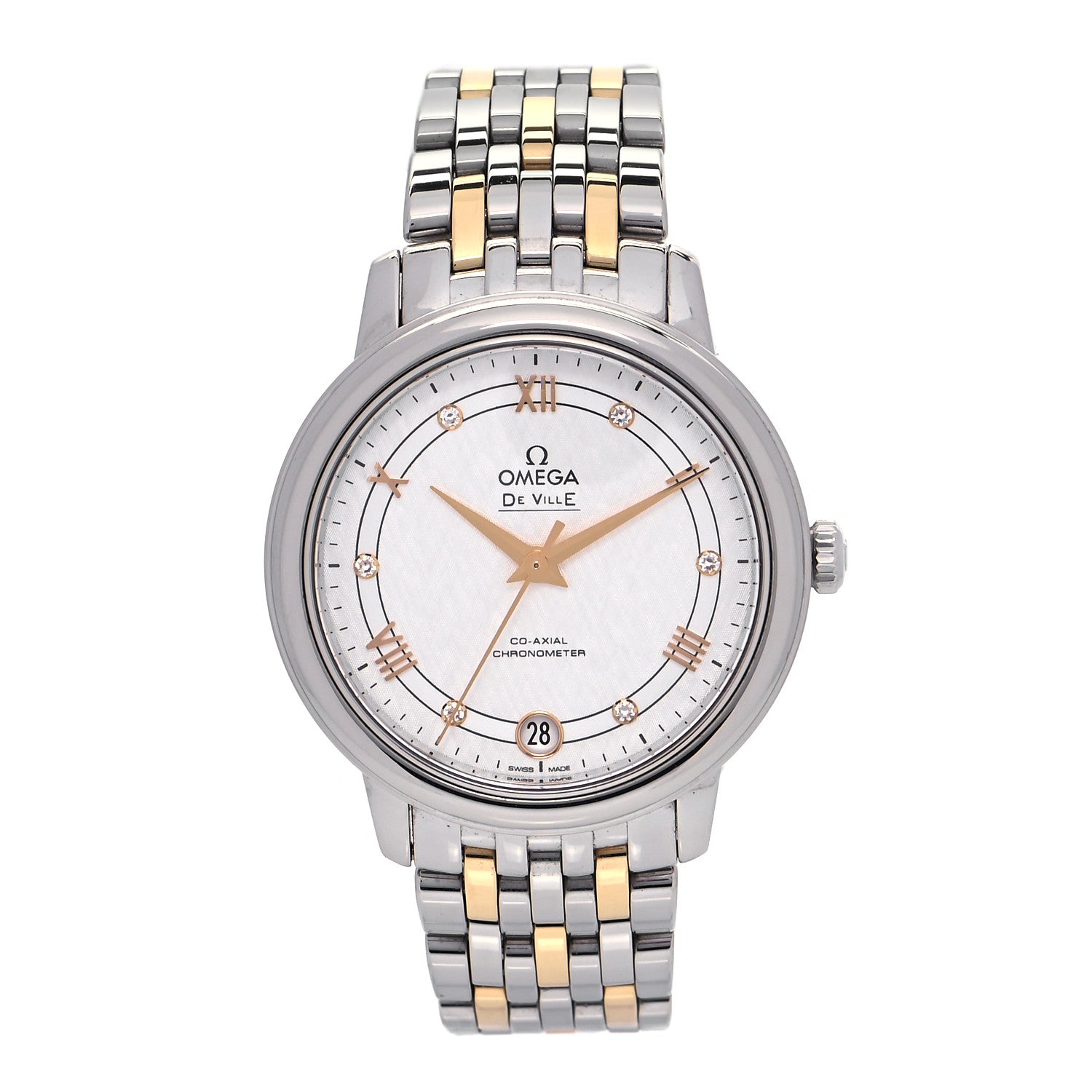 Omega Stainless Steel 18K Yellow Gold Diamond 32mm De Ville Co-Axial Automatic Watch 424.13.33.20.52.001 1 of 5