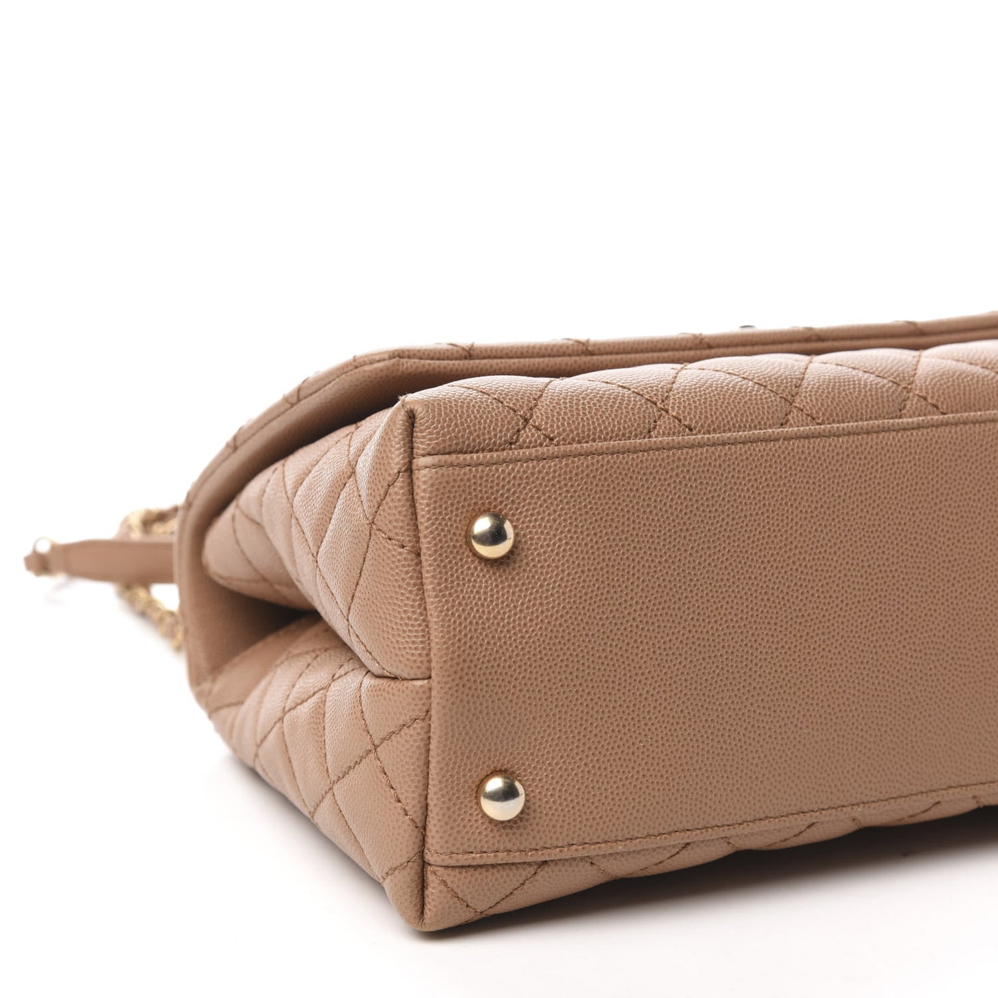 Caviar Lizard Quilted Small Coco Handle Flap Beige