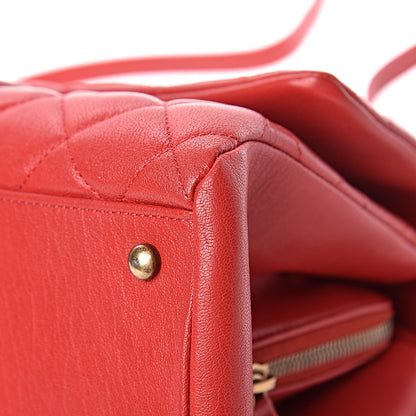 Chanel Shiny Sheepskin Quilted Large Trapezio Flap Red 10 of 12