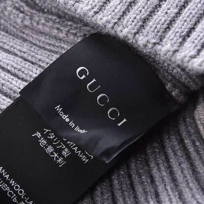 Gucci Wool Tricot Interlocking G Sirio Beanie Hat Grey 5 of 5