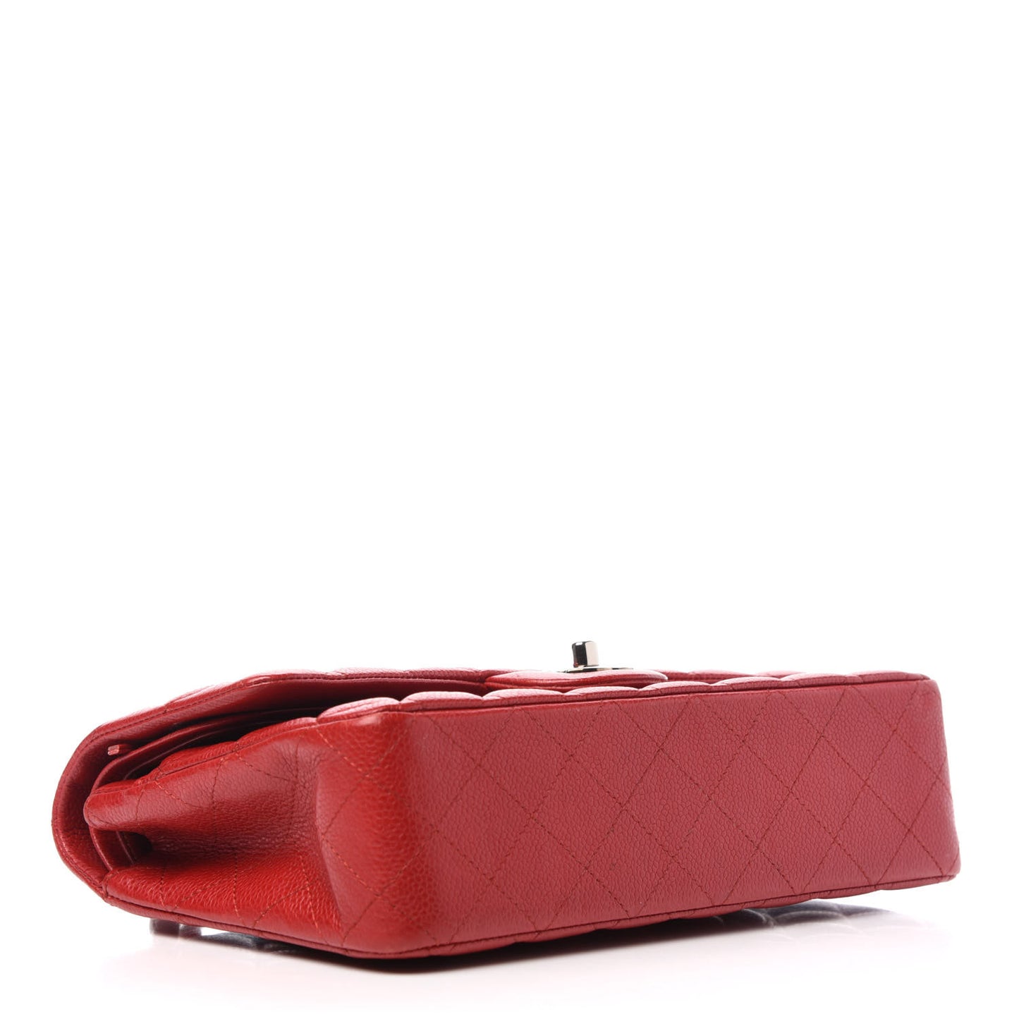 Caviar Quilted Medium Double Flap Red