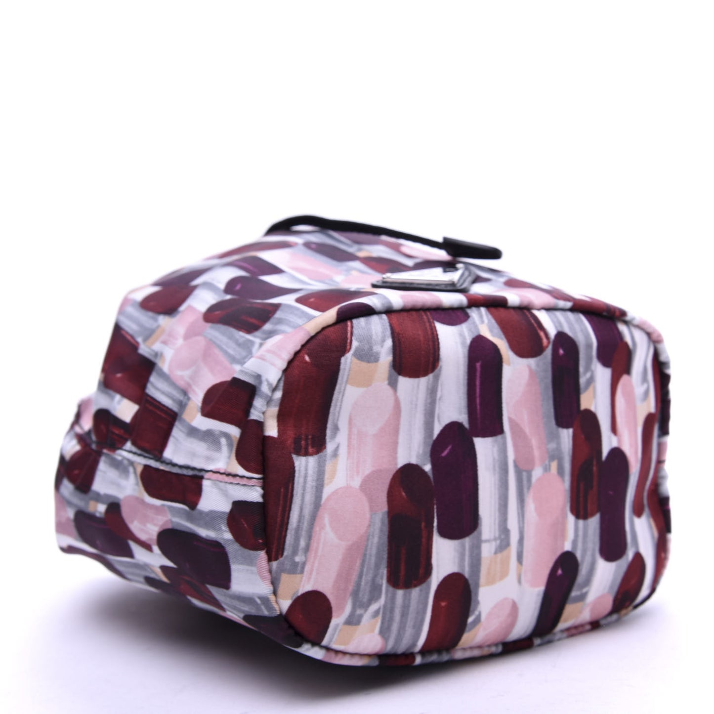 Tessuto Nylon Saffiano Lipstick Print Bucket Wristlet Rosso