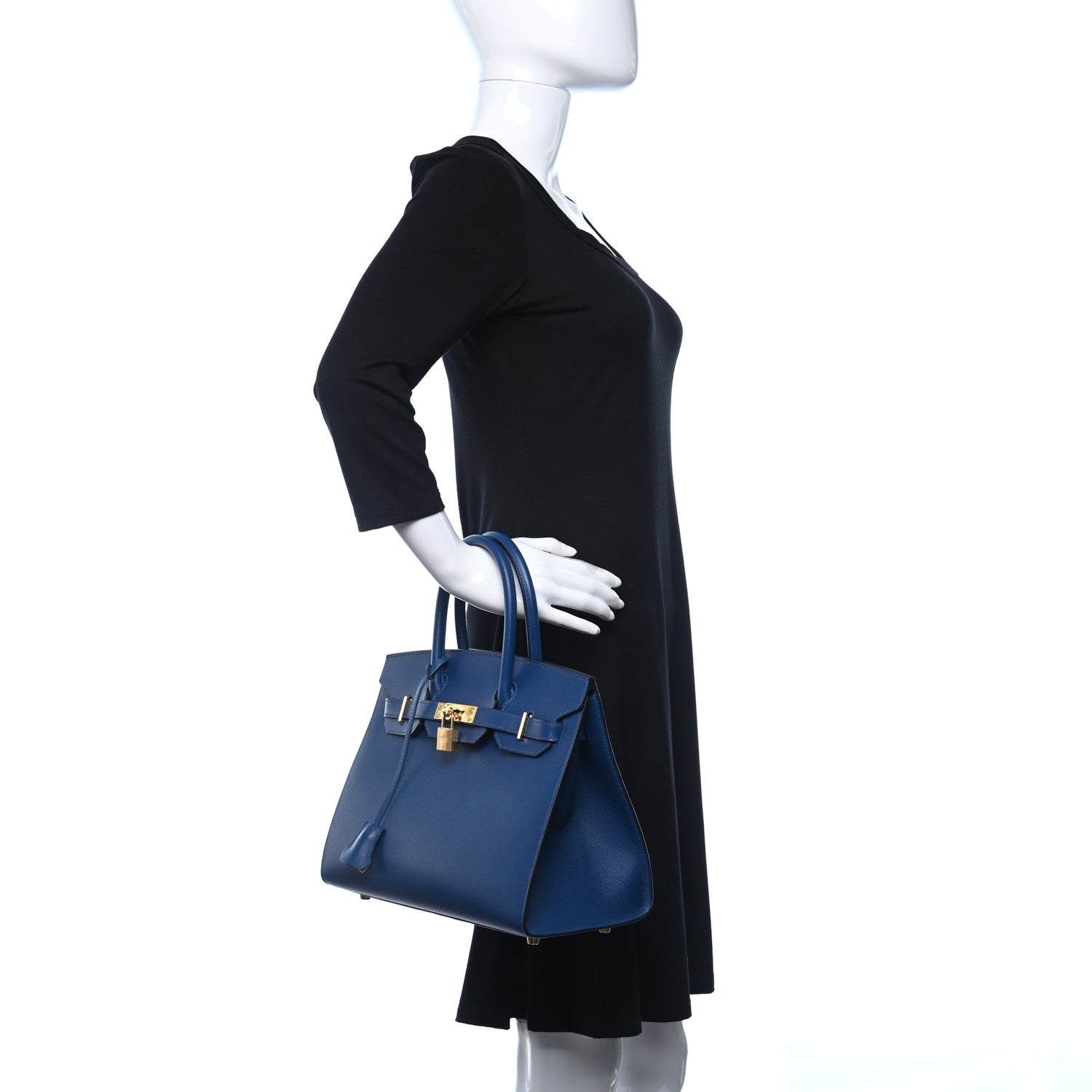 Hermes Madame Calfskin Birkin Sellier 30 Deep Blue 2 of 12