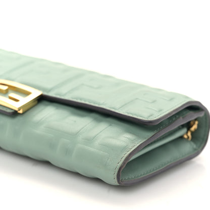 Fendi Nappa Matisse FF Embossed Continental Wallet On Chain Menta 9 of 9