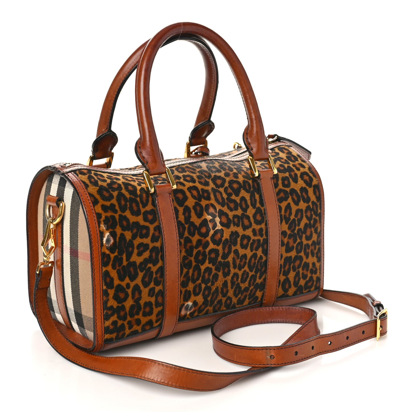 Leopard Ponyskin House Check Calfskin Boston Tan