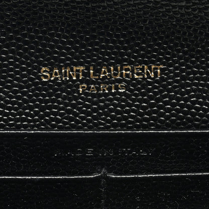 Saint Laurent Grain De Poudre Matelasse Chevron Monogram Flap Wallet Black 6 of 9