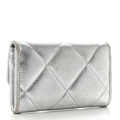 Chanel Metallic Lambskin Quilted Chanel 19 Flap Card Holder Silver 3 of 9